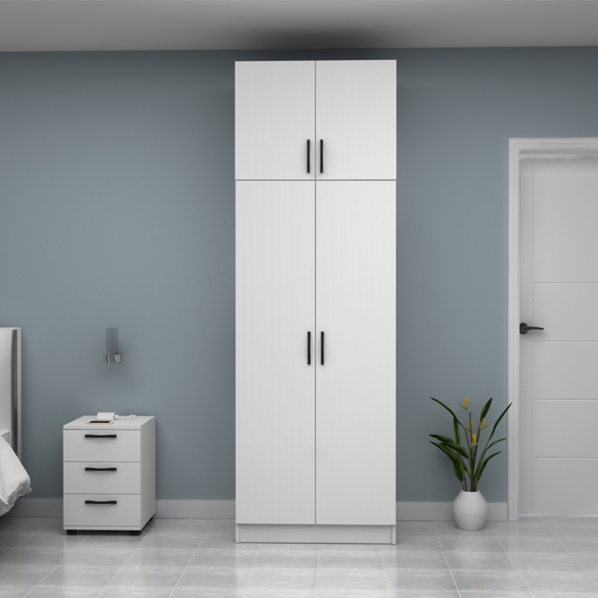 Ντουλάπα ρούχων Vivian Megapap δίφυλλη με πατάρι χρώμα λευκό 80x51,8x240εκ.