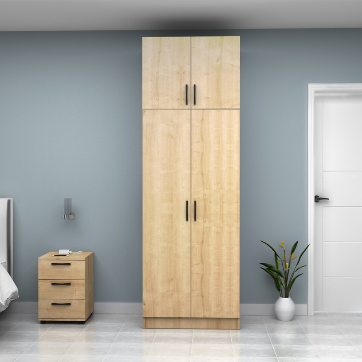 Ντουλάπα ρούχων Vivian Megapap δίφυλλη με πατάρι χρώμα φυσικό οξιάς 80x51,8x240εκ.