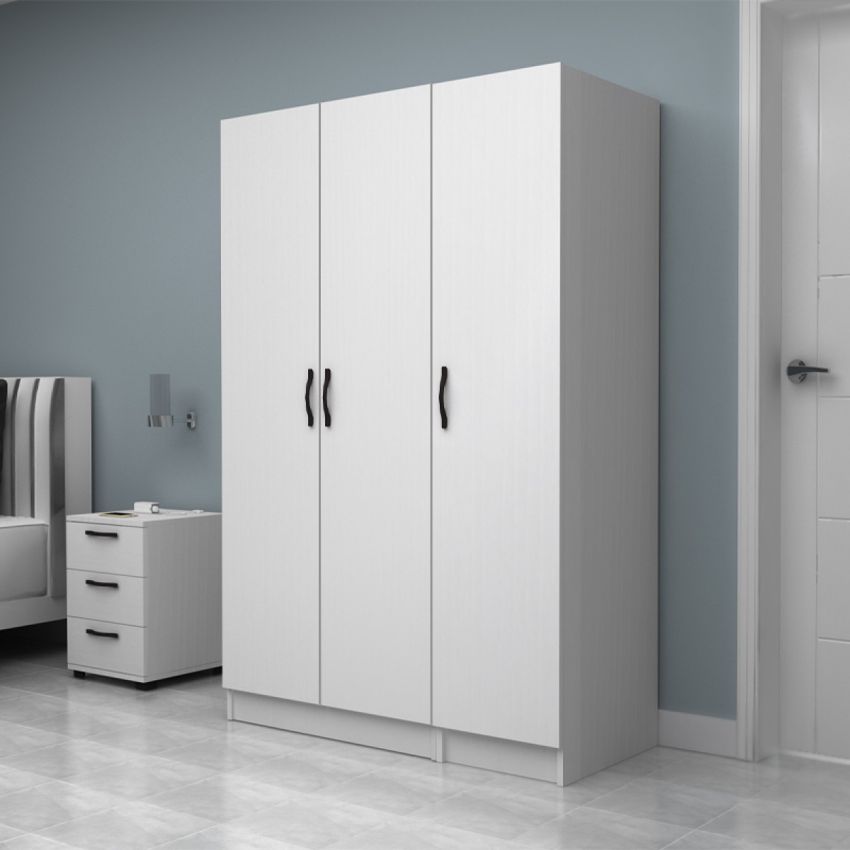 Ντουλάπα ρούχων Vivian Megapap τρίφυλλη χρώμα λευκό 120x51,8x181εκ.