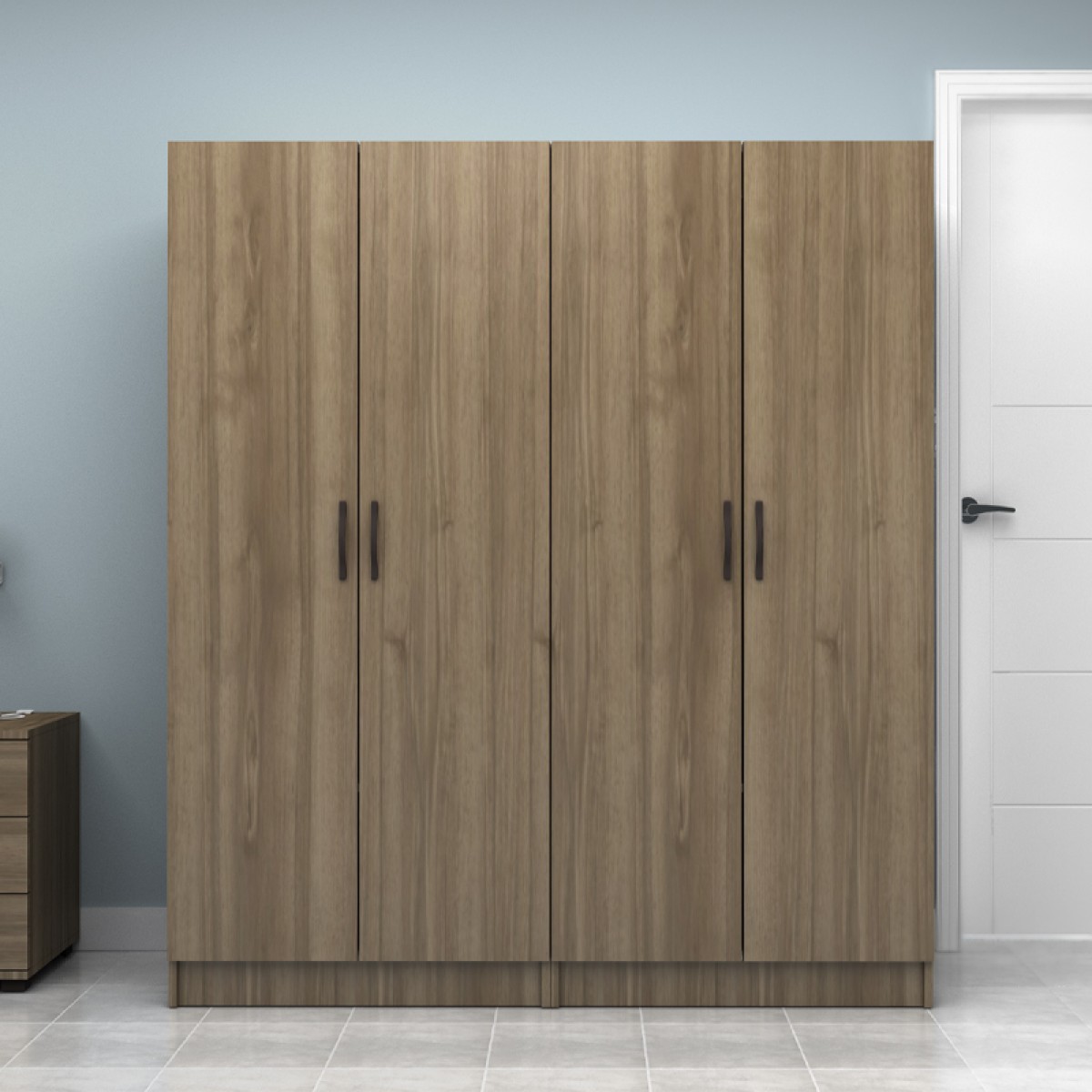 Ντουλάπα ρούχων Vivian Megapap τετράφυλλη χρώμα καρυδί 160x51,8x181εκ.