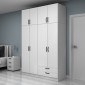 Ντουλάπα ρούχων Vivian Megapap τετράφυλλη με πατάρι και συρτάρια χρώμα λευκό 160x51,8x240εκ.
