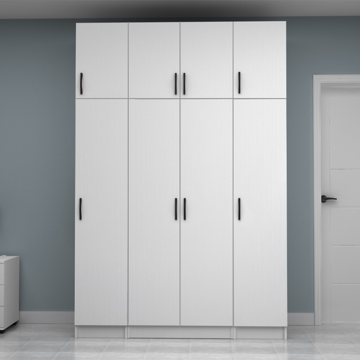 Ντουλάπα ρούχων Vivian Megapap τετράφυλλη με πατάρι χρώμα λευκό 160x51,8x240εκ.