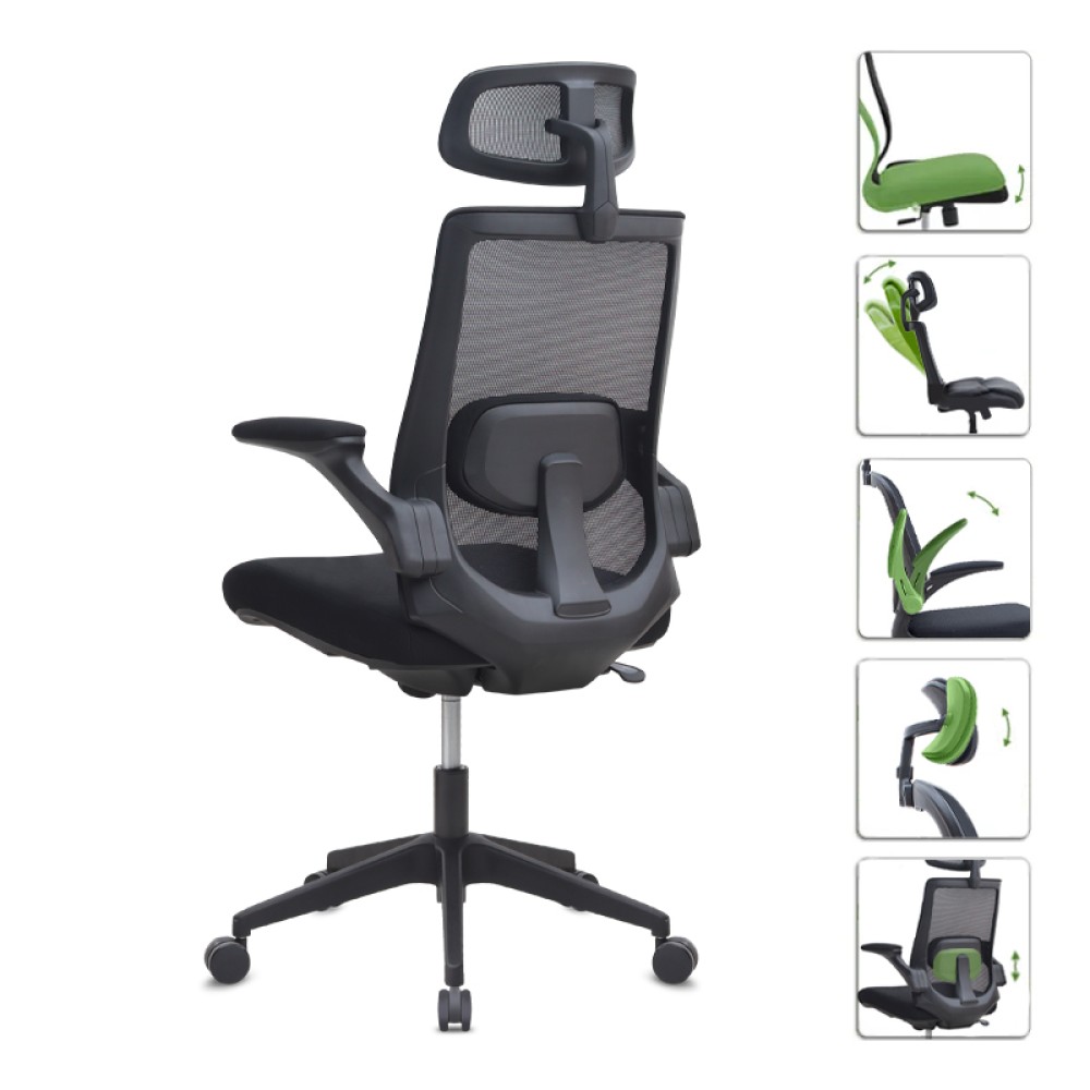 Καρέκλα γραφείου διευθυντική Belora Megapap με ύφασμα Mesh χρώμα μαύρο 63,5x62x117/127εκ.