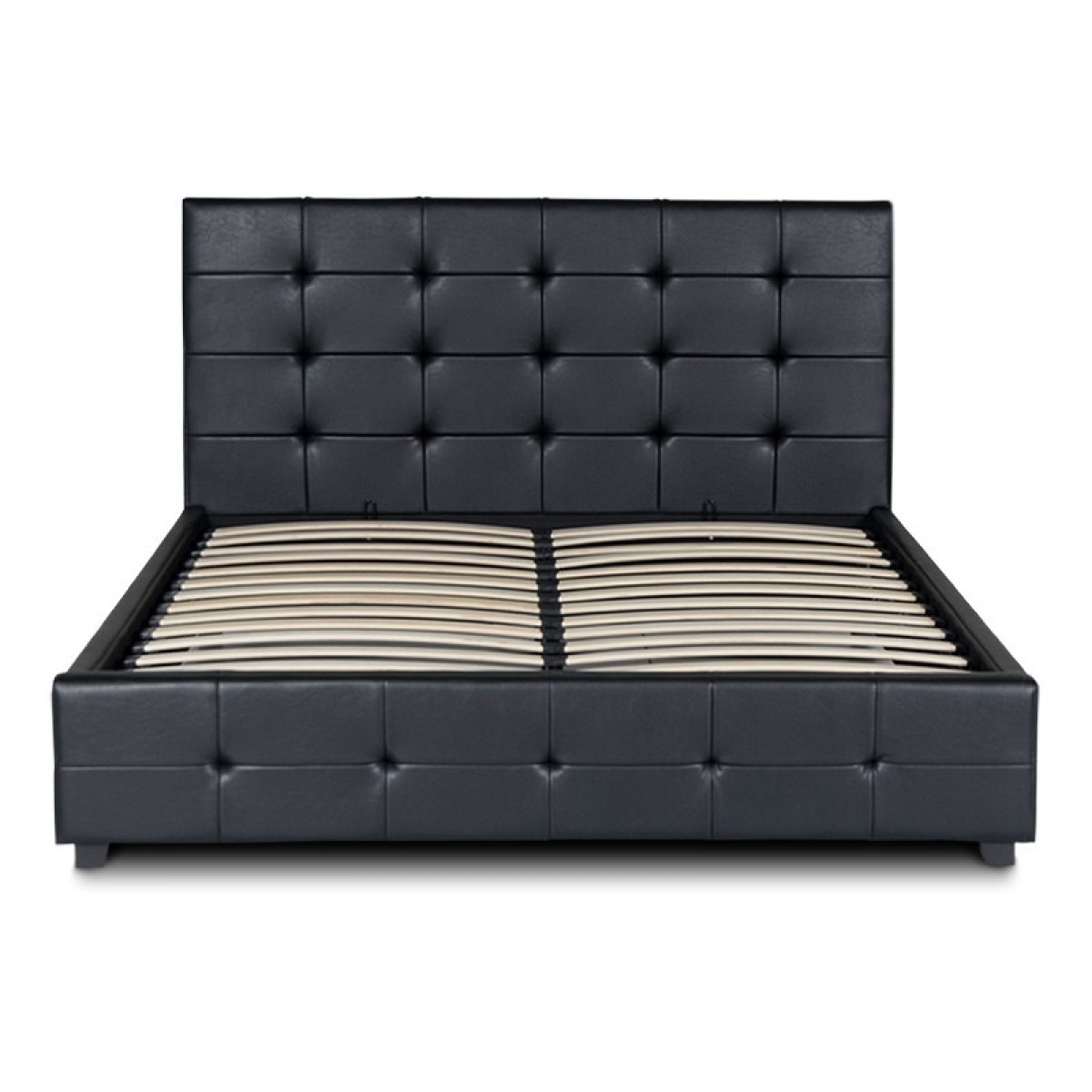 Κρεβάτι Iro Megapap από τεχνόδερμα με αποθηκευτικό χώρο χρώμα μαύρο 150x200εκ.