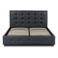 Κρεβάτι Iro Megapap από τεχνόδερμα με αποθηκευτικό χώρο χρώμα μαύρο 150x200εκ.