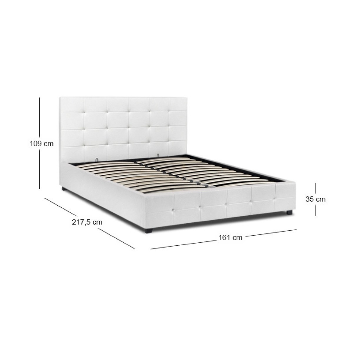 Κρεβάτι Iro Megapap από τεχνόδερμα με αποθηκευτικό χώρο χρώμα λευκό 150x200εκ.