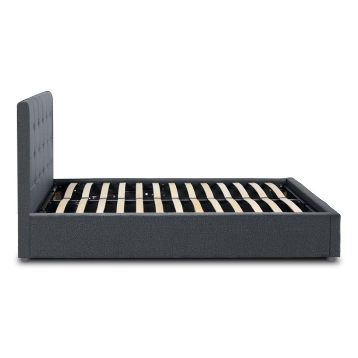 Κρεβάτι Iro Megapap υφασμάτινο με αποθηκευτικό χώρο χρώμα ανθρακί 150x200εκ.