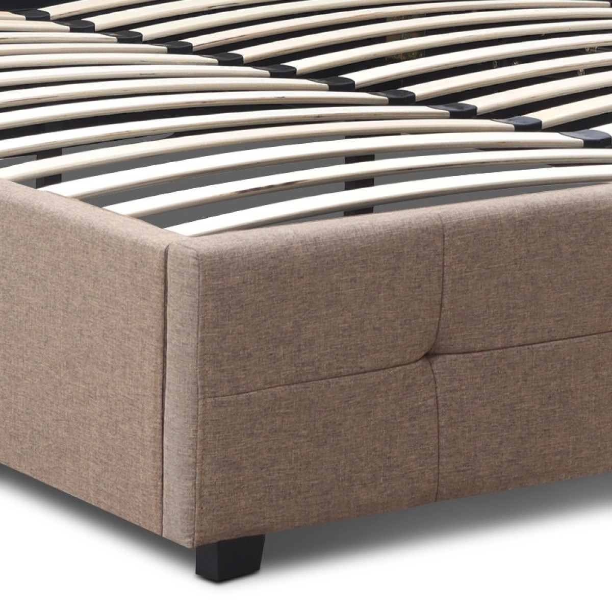 Κρεβάτι Iro Megapap υφασμάτινο με αποθηκευτικό χώρο χρώμα μπεζ - καφέ 150x200εκ.