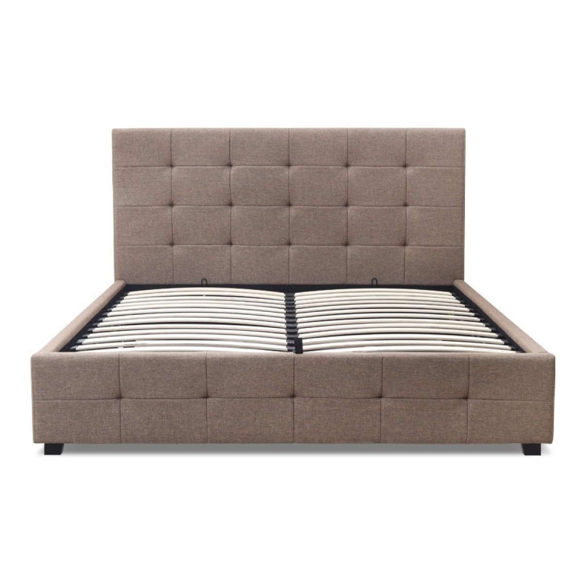 Κρεβάτι Iro Megapap υφασμάτινο με αποθηκευτικό χώρο χρώμα μπεζ - καφέ 160x200εκ.