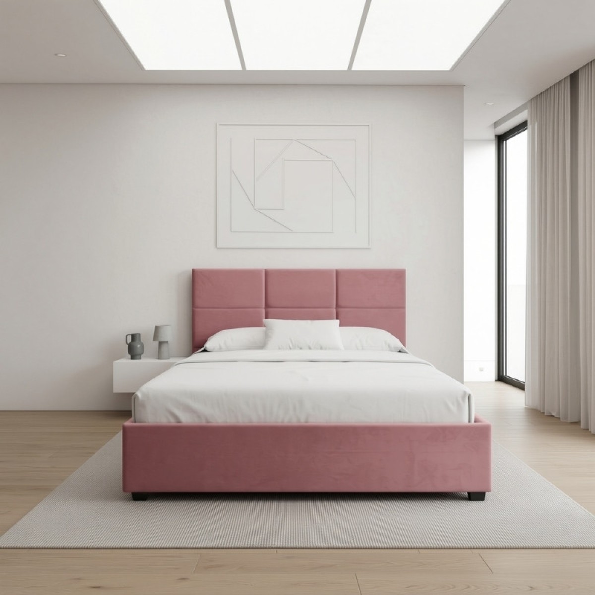 Κρεβάτι Kingston Megapap βελούδινο με αποθηκευτικό χώρο χρώμα σάπιο μήλο 160x200εκ.