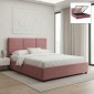 Κρεβάτι Kingston Megapap βελούδινο με αποθηκευτικό χώρο χρώμα σάπιο μήλο 160x200εκ.