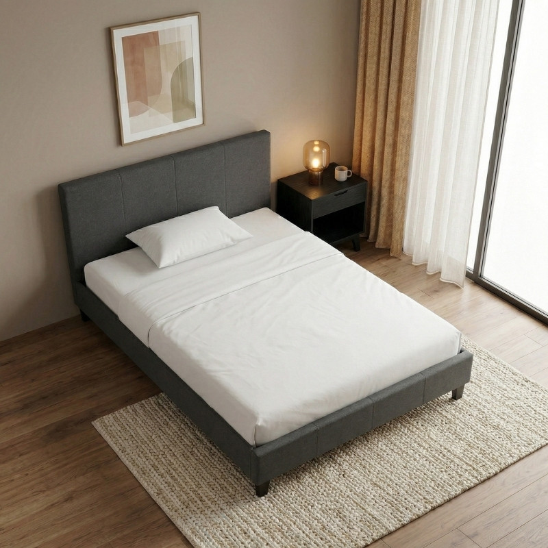 Κρεβάτι Flat Megapap υφασμάτινο χρώμα ανθρακί 120x200εκ.