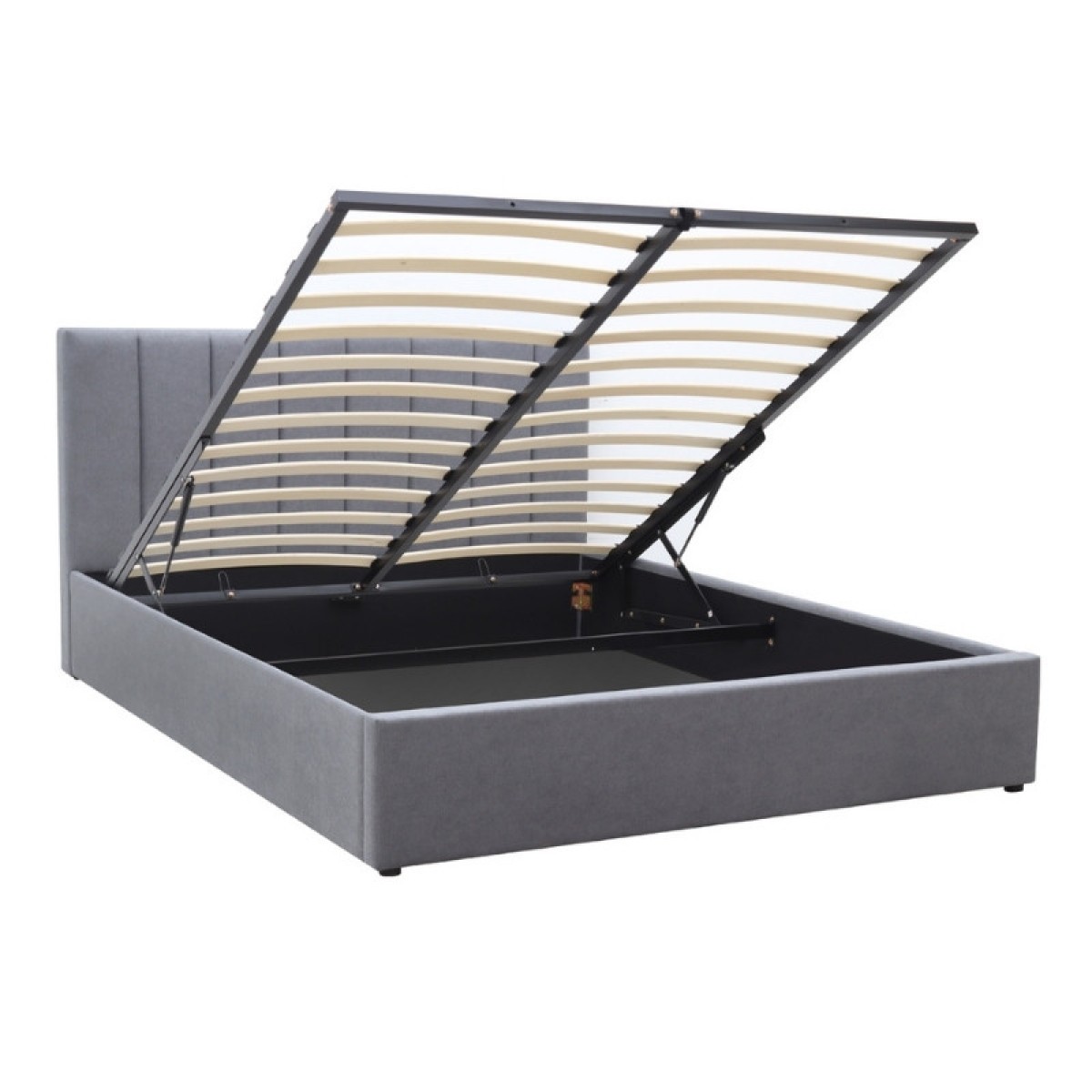 Κρεβάτι Renata Megapap υφασμάτινο με αποθηκευτικό χώρο χρώμα γκρι 150x200εκ.