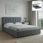 Κρεβάτι Renata Megapap υφασμάτινο με αποθηκευτικό χώρο χρώμα γκρι 150x200εκ.