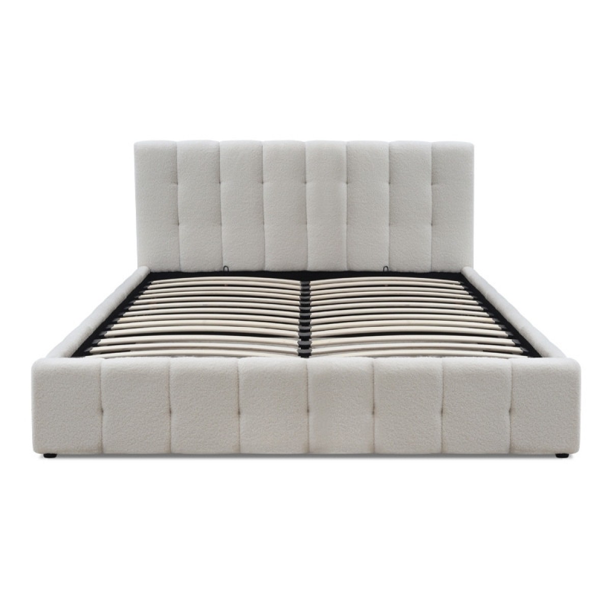 Κρεβάτι Norah Megapap μπουκλέ ύφασμα με αποθηκευτικό χώρο χρώμα ivory 160x200εκ.