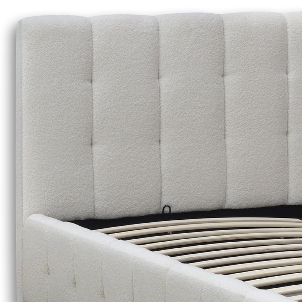 Κρεβάτι Norah Megapap μπουκλέ ύφασμα με αποθηκευτικό χώρο χρώμα ivory 160x200εκ.