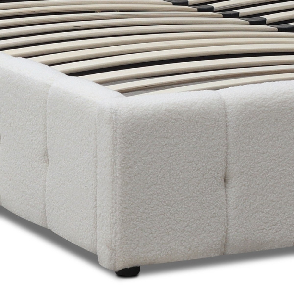 Κρεβάτι Norah Megapap μπουκλέ ύφασμα με αποθηκευτικό χώρο χρώμα ivory 160x200εκ.