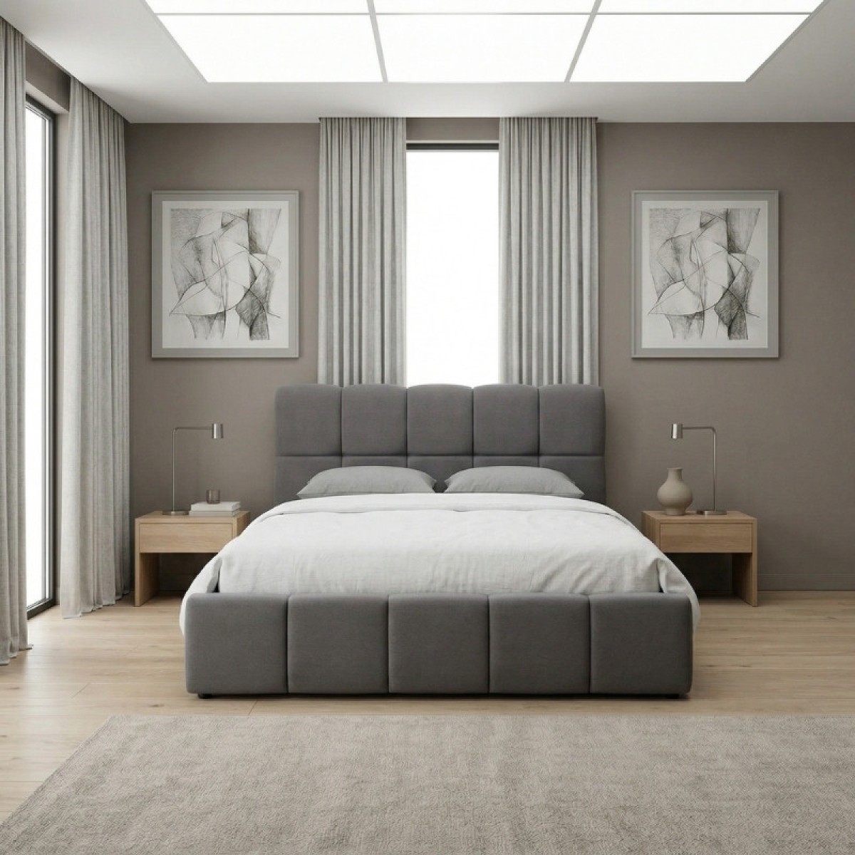 Κρεβάτι Elora Megapap βελούδινο με αποθηκευτικό χώρο χρώμα γκρι 160x200εκ.