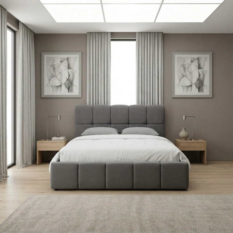 Κρεβάτι Elora Megapap βελούδινο με αποθηκευτικό χώρο χρώμα γκρι 160x200εκ.