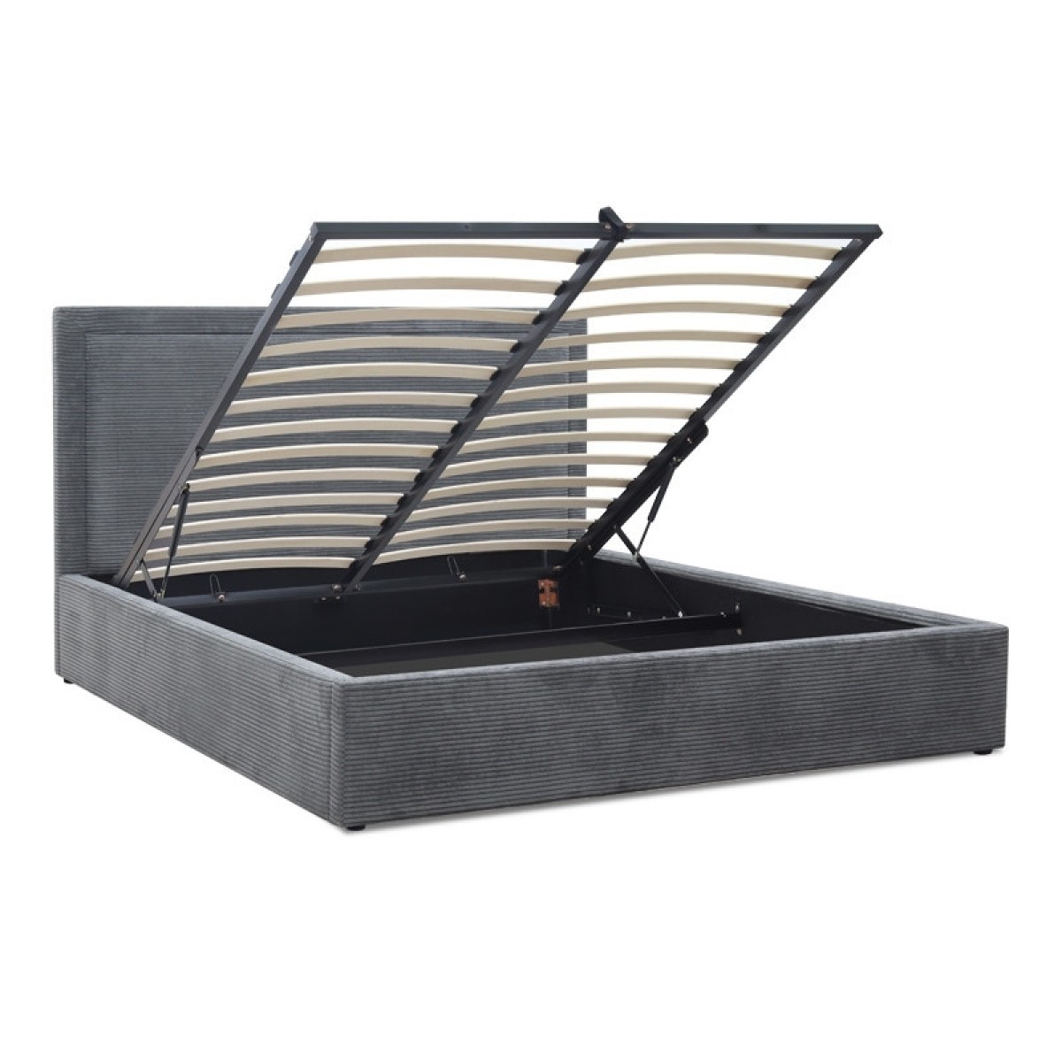 Κρεβάτι Velar Megapap υφασμάτινο με αποθηκευτικό χώρο χρώμα γκρι 160x200εκ.