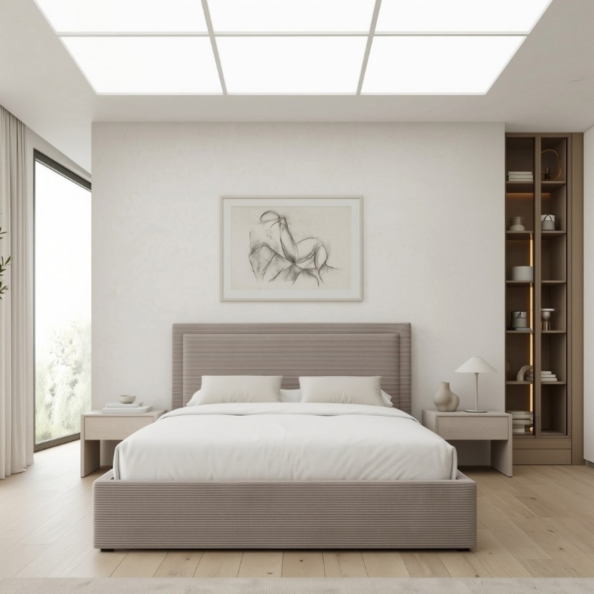 Κρεβάτι Velar Megapap υφασμάτινο με αποθηκευτικό χώρο χρώμα μόκα 160x200εκ.