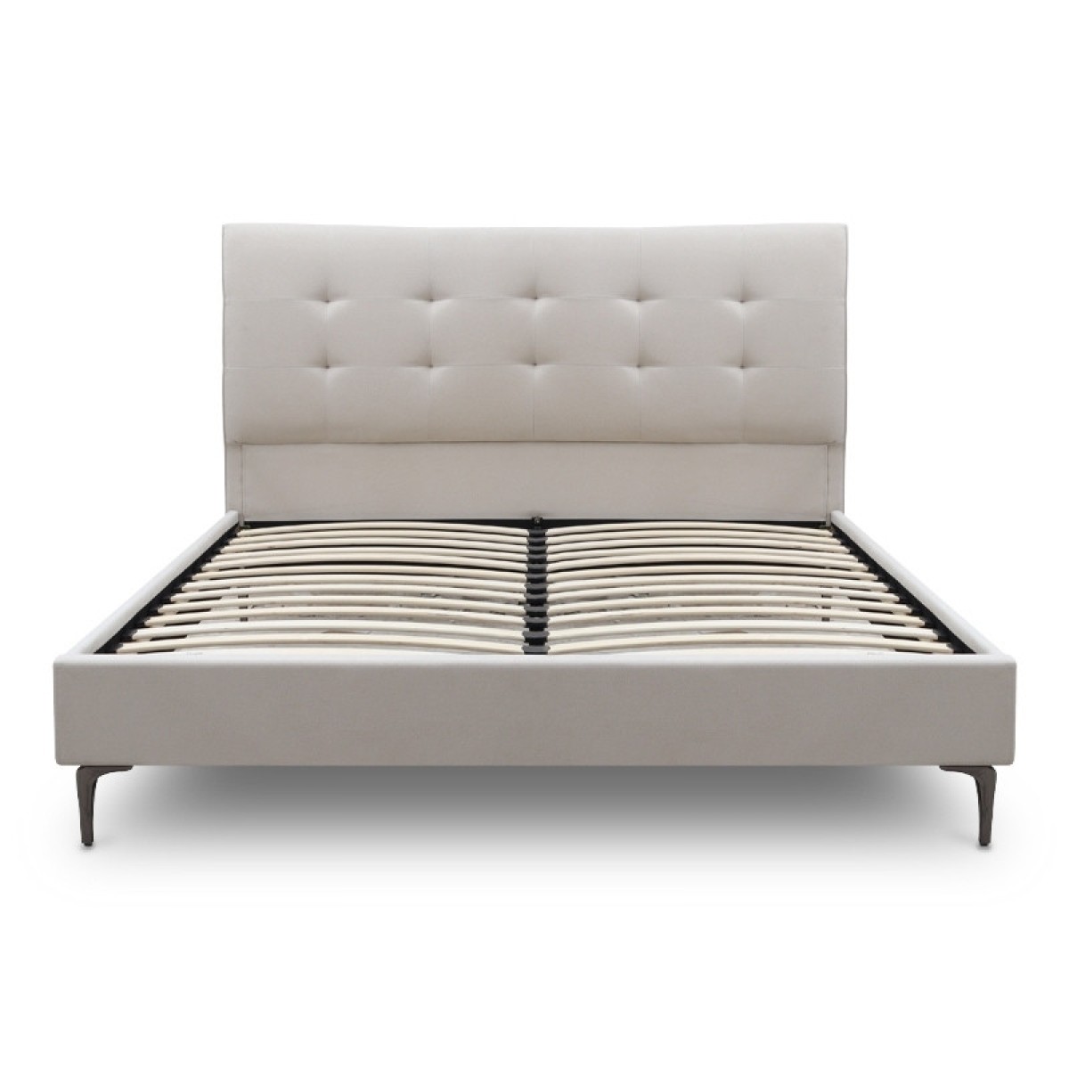 Κρεβάτι Mirel Megapap υφασμάτινο χρώμα ανοιχτό μπεζ 160x200εκ.