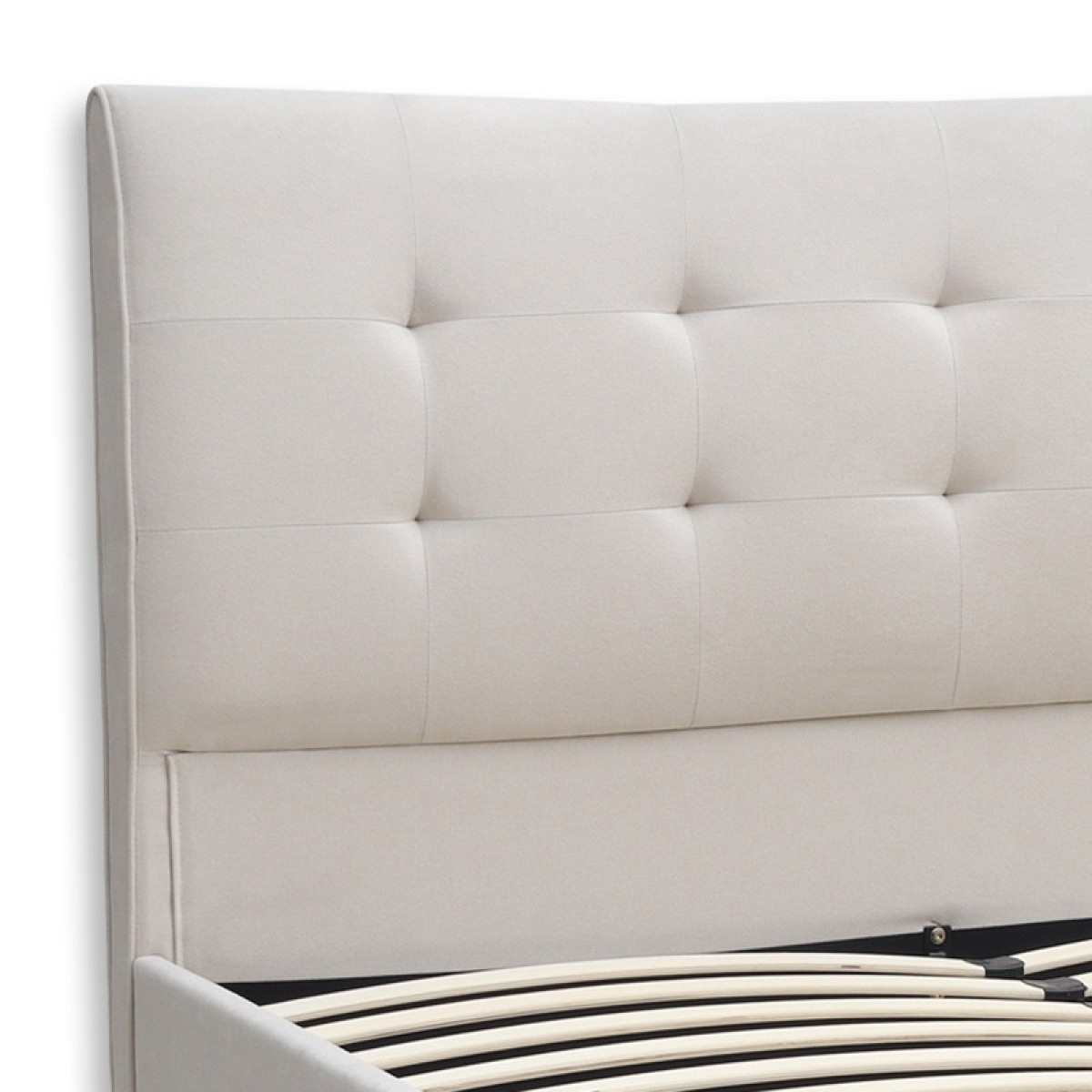 Κρεβάτι Mirel Megapap υφασμάτινο χρώμα ανοιχτό μπεζ 160x200εκ.