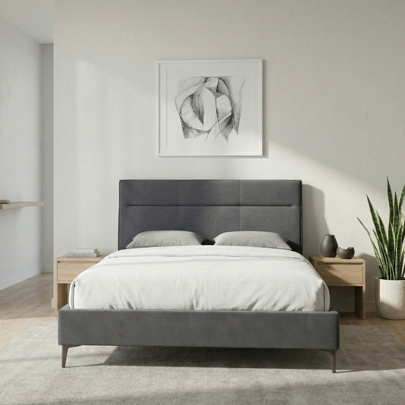 Κρεβάτι Marvel Megapap υφασμάτινο χρώμα ανθρακί 160x200εκ.