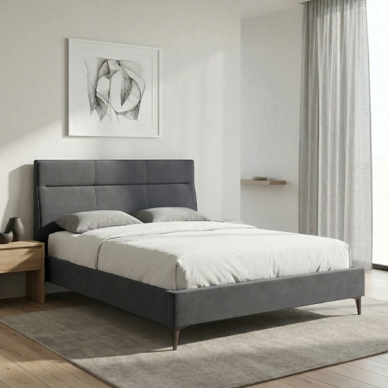 Κρεβάτι Marvel Megapap υφασμάτινο χρώμα ανθρακί 160x200εκ.