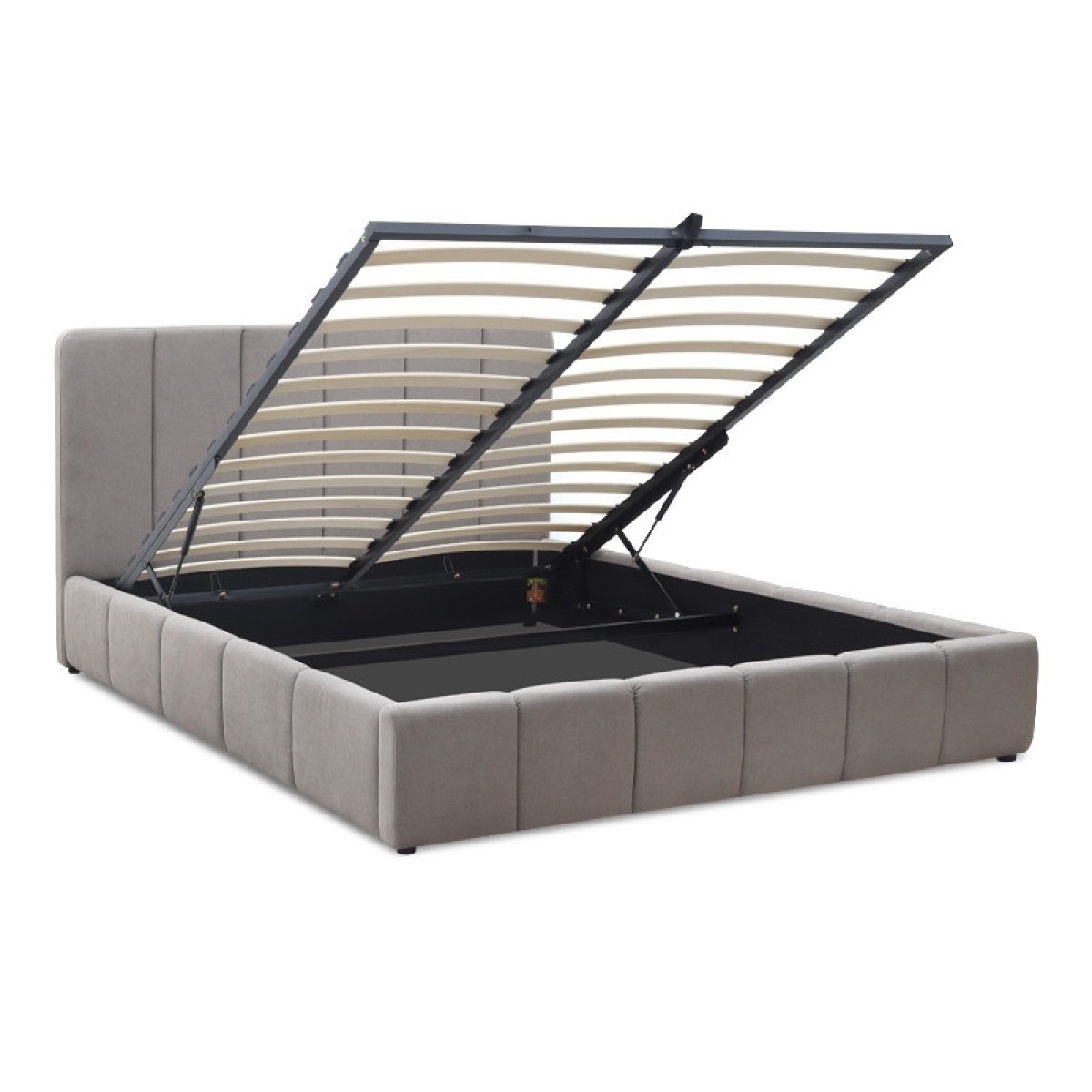 Κρεβάτι Nival Megapap υφασμάτινο με αποθηκευτικό χώρο χρώμα μπεζ 160x200εκ.