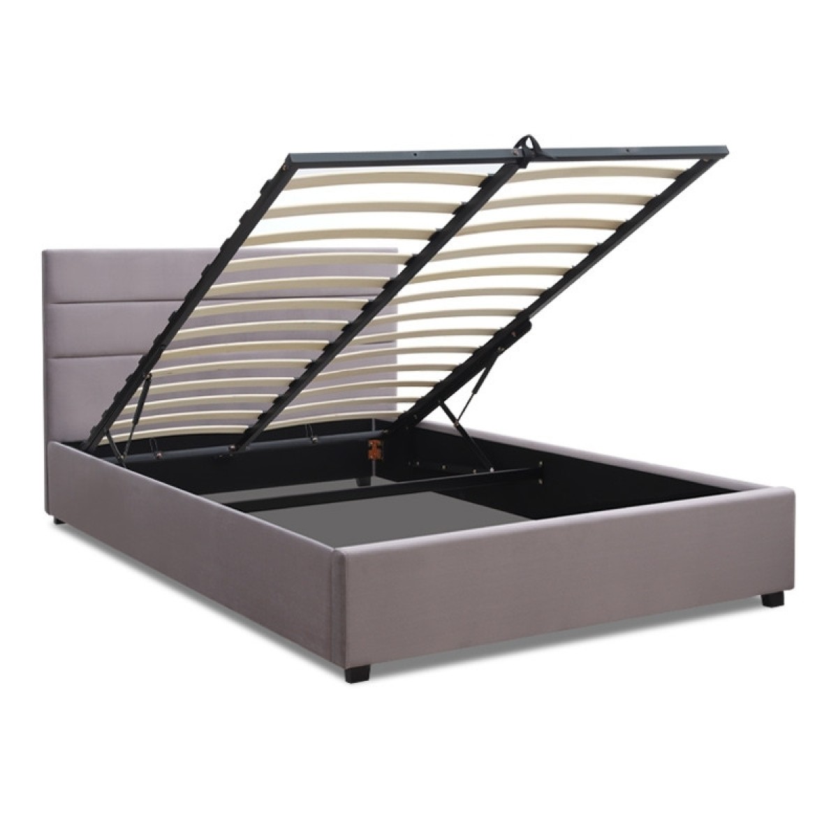 Κρεβάτι Olmo Megapap βελούδινο με αποθηκευτικό χώρο χρώμα γκρι 150x200εκ.