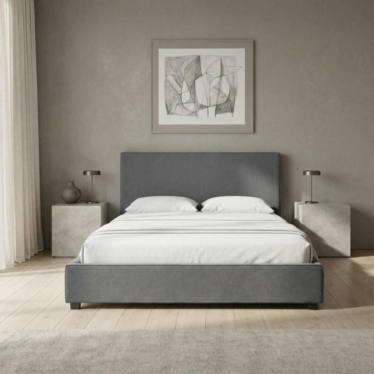 Κρεβάτι Verona Megapap υφασμάτινο με αποθηκευτικό χώρο χρώμα ανθρακί 160x200εκ.