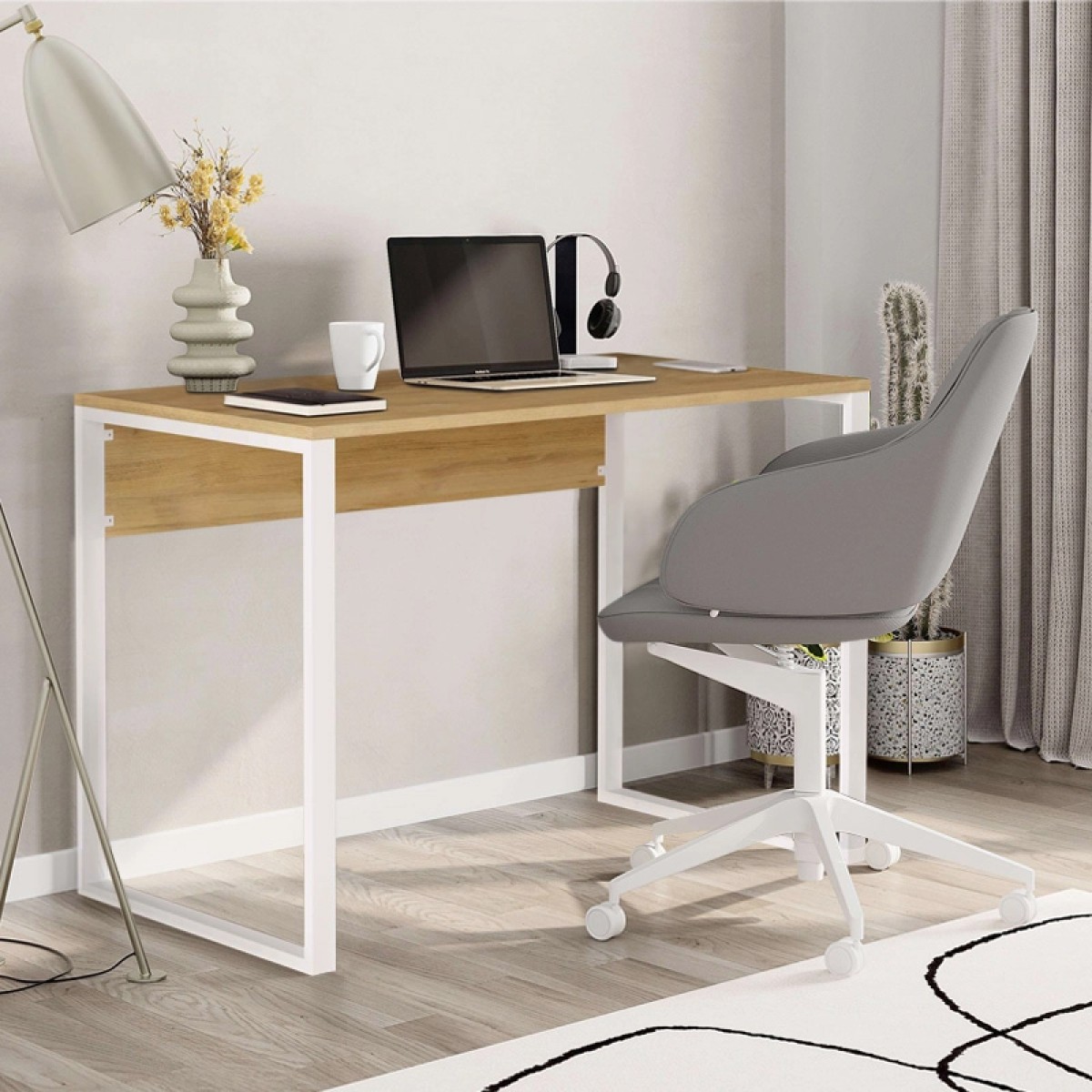 Γραφείο εργασίας Inna Megapap χρώμα sapphire oak - λευκό 100x60x75εκ. Γραφείο εργασίας Inna Megapap χρώμα sapphire oak - λευκό 100x60x75εκ.