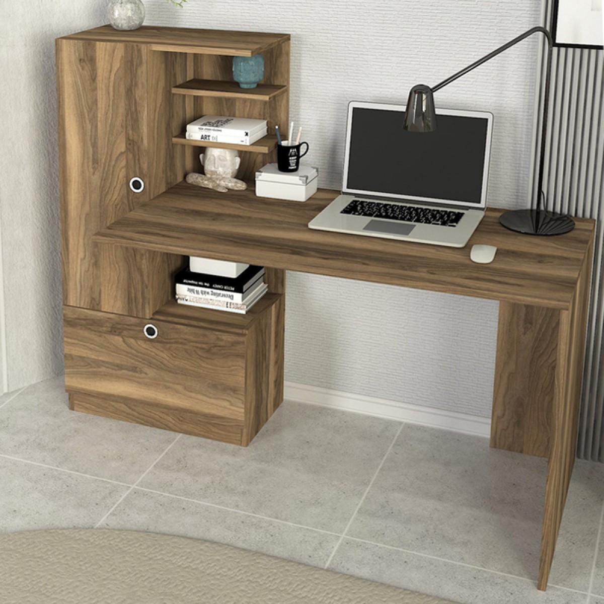 Γραφείο εργασίας Domingo Megapap χρώμα καρυδί 149,5x60x120εκ.