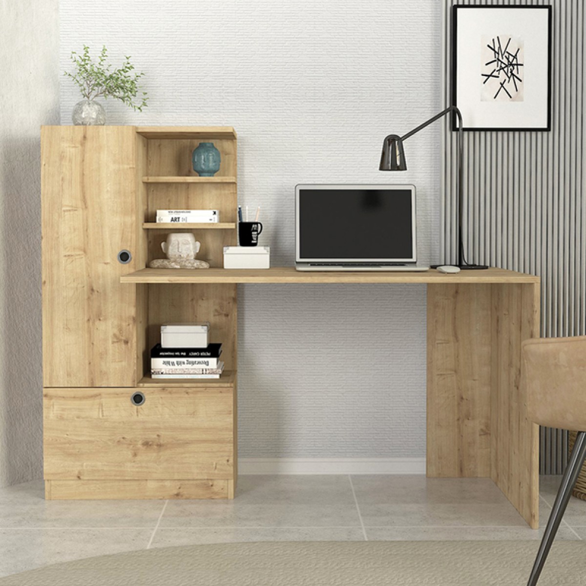 Γραφείο εργασίας Domingo Megapap χρώμα sapphire oak 149,5x60x120εκ.