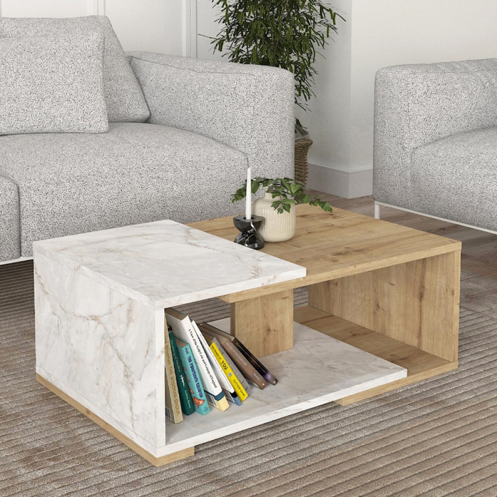 Τραπεζάκι σαλονιού Mareta Megapap χρώμα λευκό εφέ μαρμάρου - sapphire oak 81,8x50x35εκ. Τραπεζάκι σαλονιού Mareta Megapap χρώμα λευκό εφέ μαρμάρου - sapphire oak 81,8x50x35εκ.