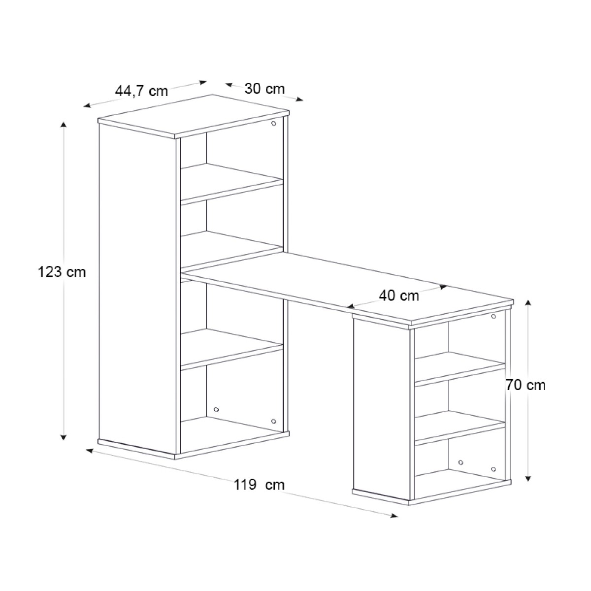 Γραφείο εργασίας πολυμορφικό Last Megapap χρώμα sapphire oak 119x44,7x123εκ.