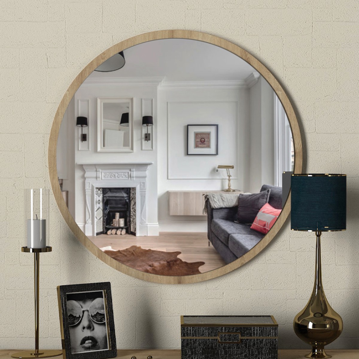 Καθρέπτης τοίχου Glob Μegapap χρώμα sapphire oak 59x2x59εκ.