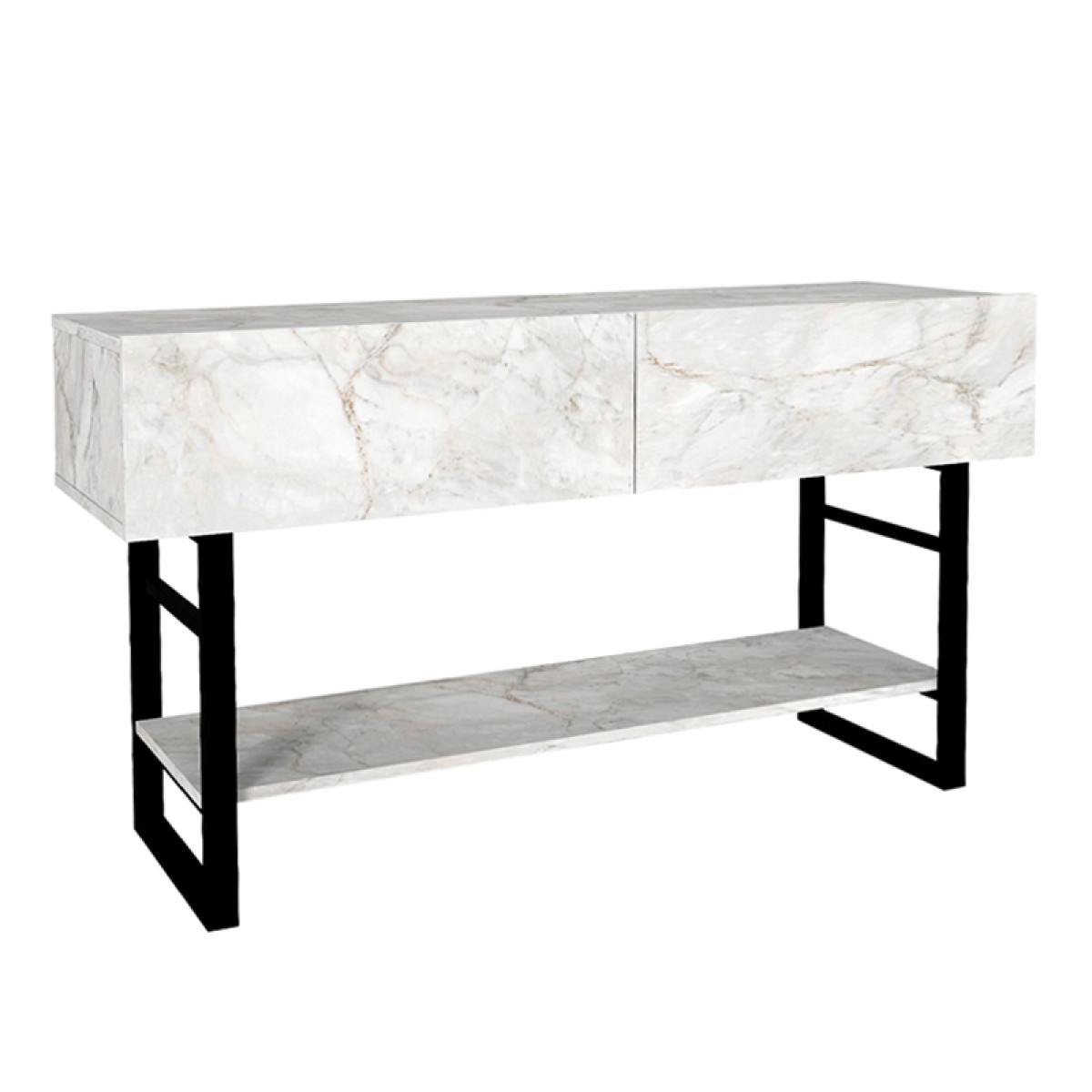 Κονσόλα Aron Megapap χρώμα λευκό εφέ μαρμάρου 138,8x41x75,7εκ.