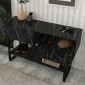 Κονσόλα Aron Megapap χρώμα μαύρο εφέ μαρμάρου 138,8x41x75,7εκ.
