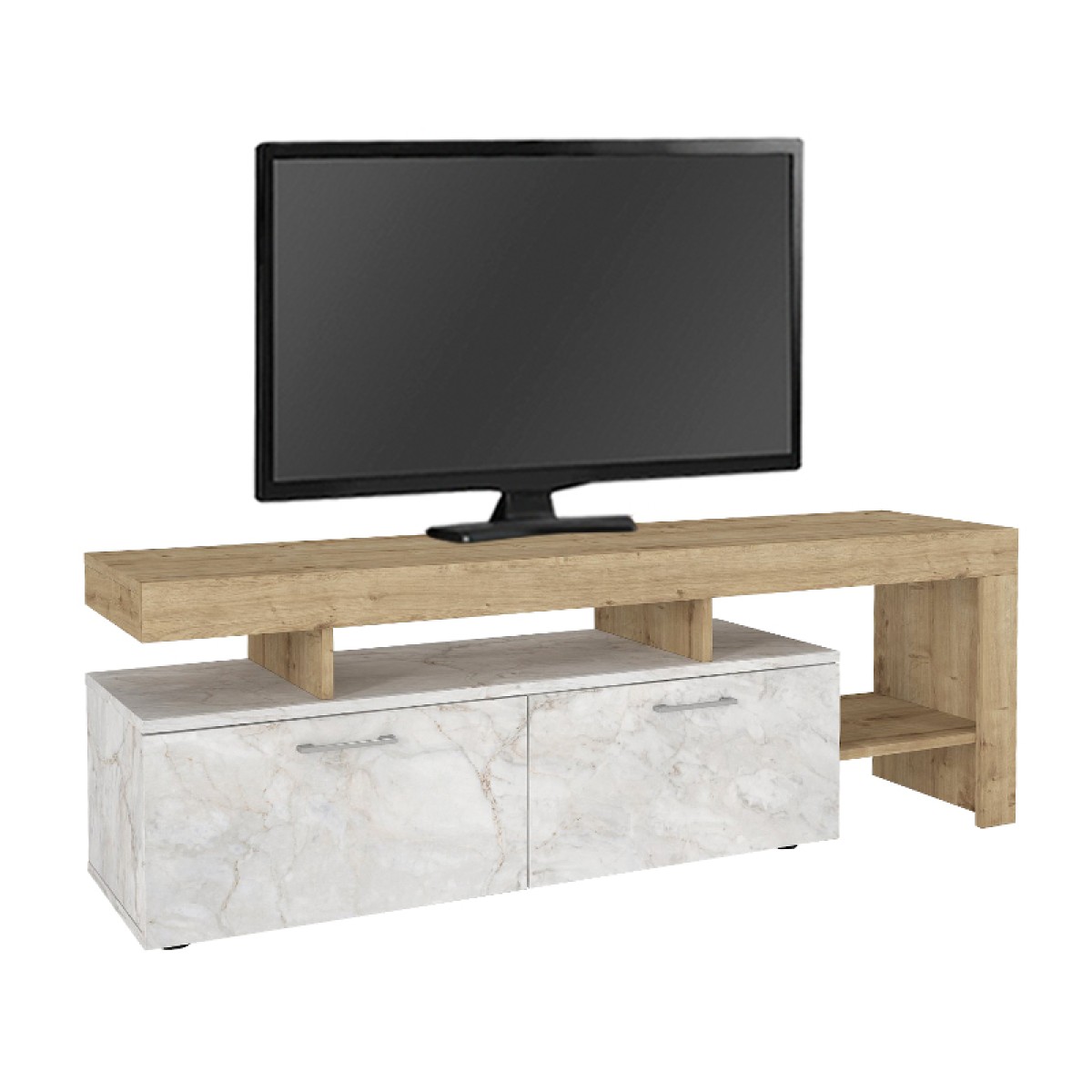 Έπιπλο τηλεόρασης Acnes Megapap χρώμα λευκό εφέ μαρμάρου - sapphire oak 160x40x53εκ. Έπιπλο τηλεόρασης Acnes Megapap χρώμα λευκό εφέ μαρμάρου - sapphire oak 160x40x53εκ.