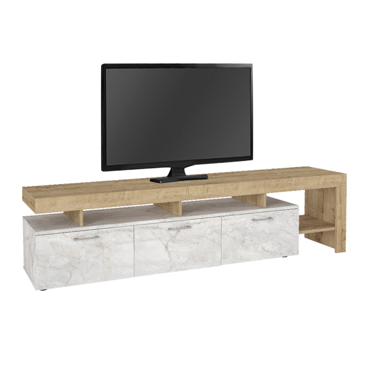 Έπιπλο τηλεόρασης Acnes Megapap χρώμα λευκό εφέ μαρμάρου - sapphire oak 220x40x52εκ. Έπιπλο τηλεόρασης Acnes Megapap χρώμα λευκό εφέ μαρμάρου - sapphire oak 220x40x52εκ.