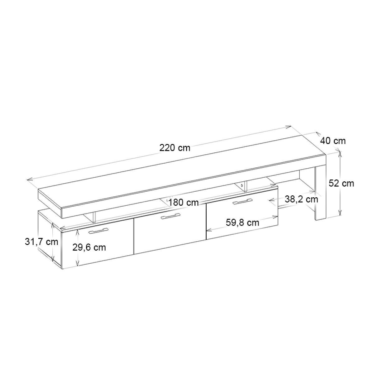 Έπιπλο τηλεόρασης Acnes Megapap χρώμα λευκό εφέ μαρμάρου - sapphire oak 220x40x52εκ. Έπιπλο τηλεόρασης Acnes Megapap χρώμα λευκό εφέ μαρμάρου - sapphire oak 220x40x52εκ.