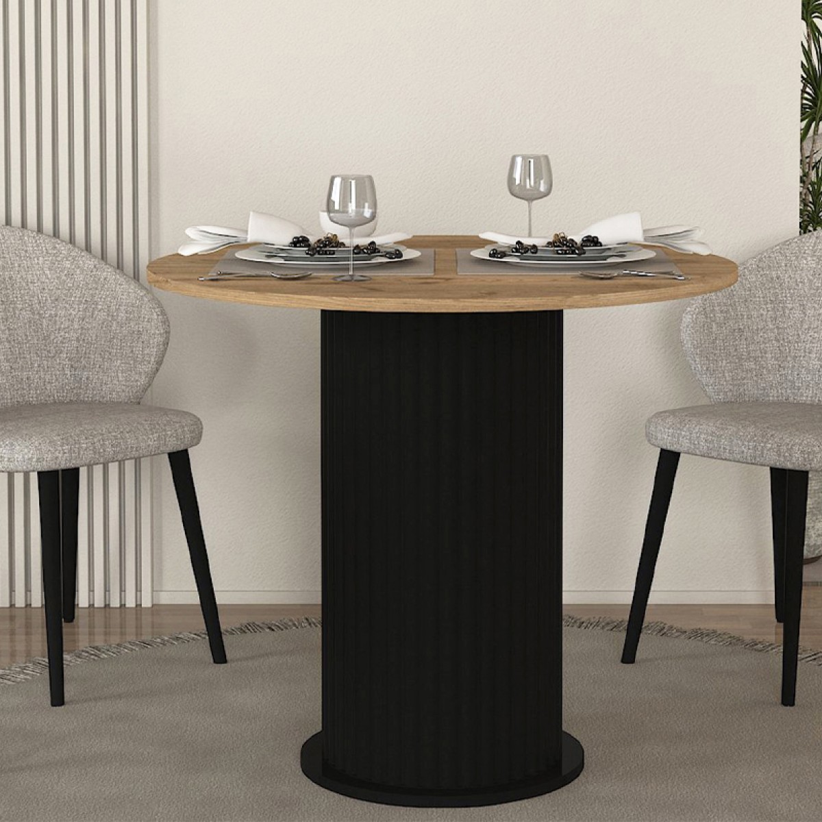 Τραπέζι Bohema Megapap χρώμα μαύρο - sepet oak Ø90x77,7εκ. Τραπέζι Bohema Megapap χρώμα μαύρο - sepet oak Ø90x77,7εκ.