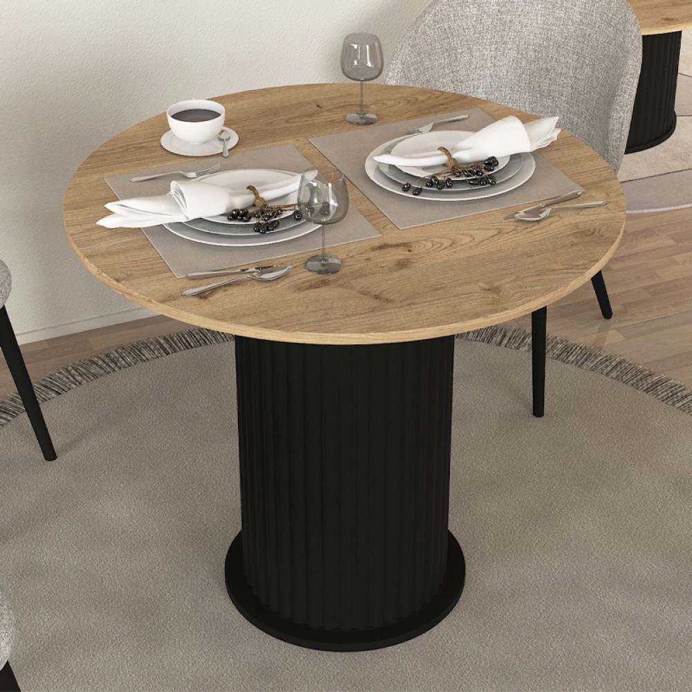 Τραπέζι Bohema Megapap χρώμα μαύρο - sepet oak Ø90x77,7εκ. Τραπέζι Bohema Megapap χρώμα μαύρο - sepet oak Ø90x77,7εκ.