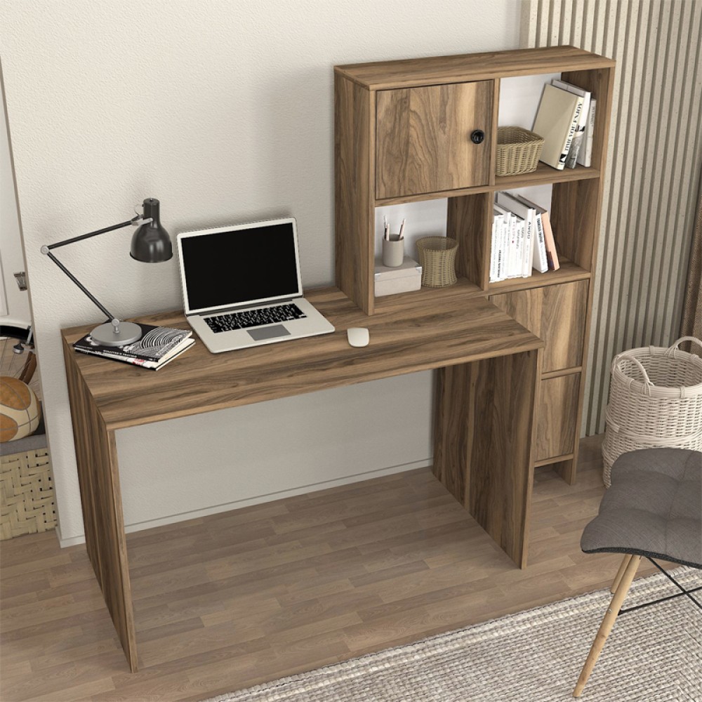 Γραφείο εργασίας Lesya Megapap αναστρέψιμο χρώμα καρυδί 159,2x59,6x141,2εκ.