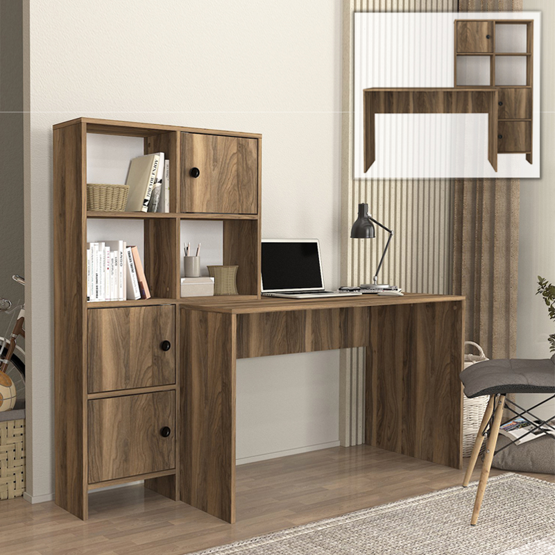 Γραφείο εργασίας Lesya Megapap αναστρέψιμο χρώμα καρυδί 159,2x59,6x141,2εκ.