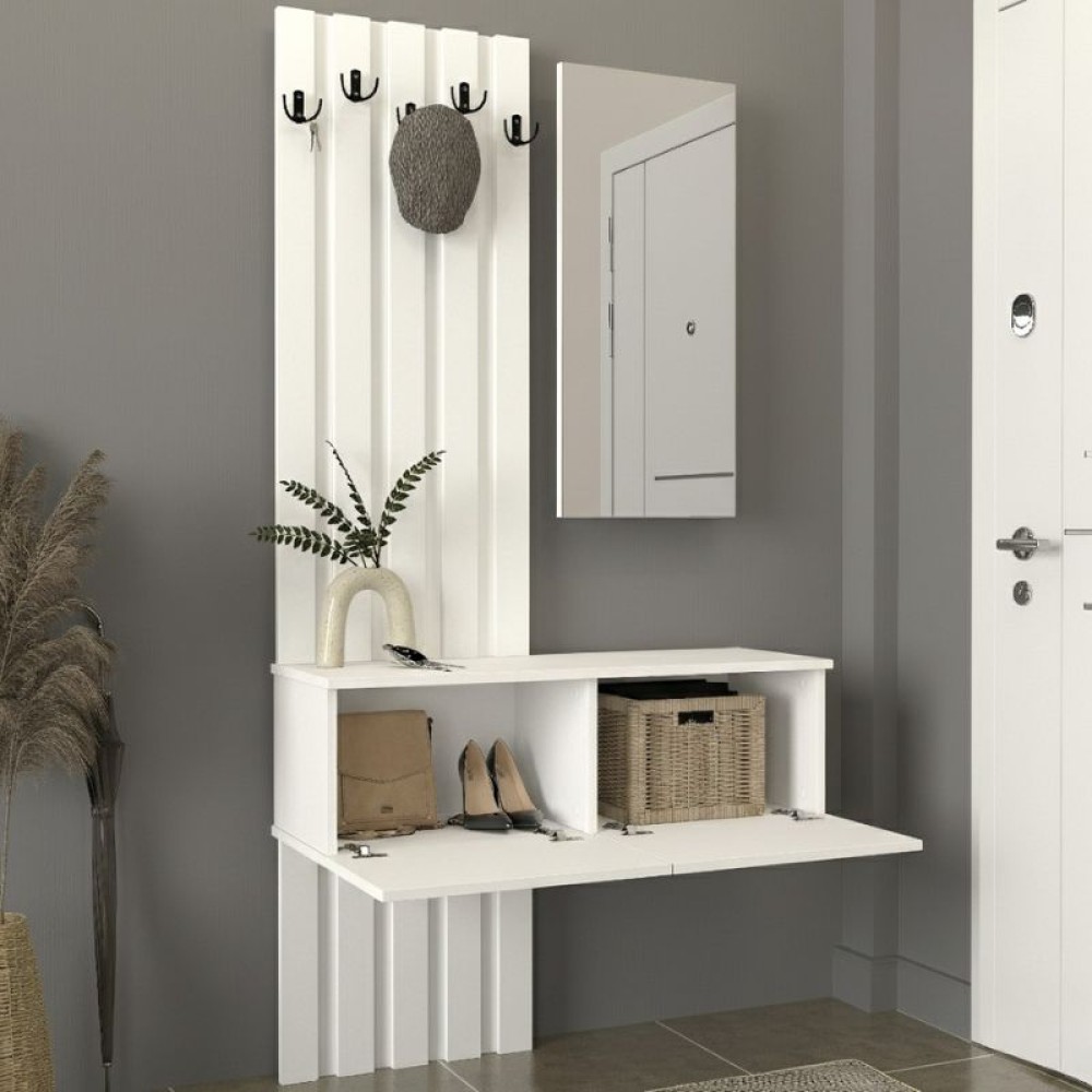 Έπιπλο εισόδου Kanso Megapap χρώμα λευκό 100x35x196,7εκ.