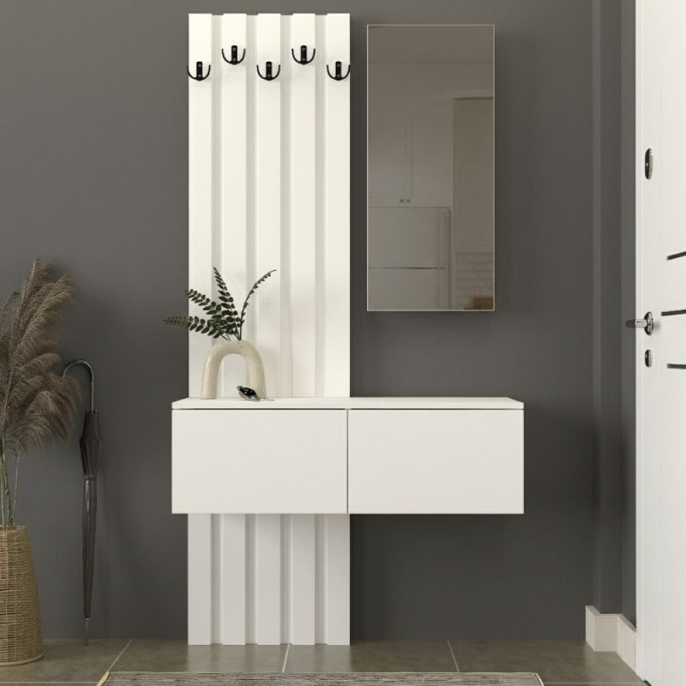 Έπιπλο εισόδου Kanso Megapap χρώμα λευκό 100x35x196,7εκ.