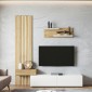 Σύνθεση τηλεόρασης Rosaline Megapap χρώμα λευκό - sepet oak 183x31,3x196,9εκ.